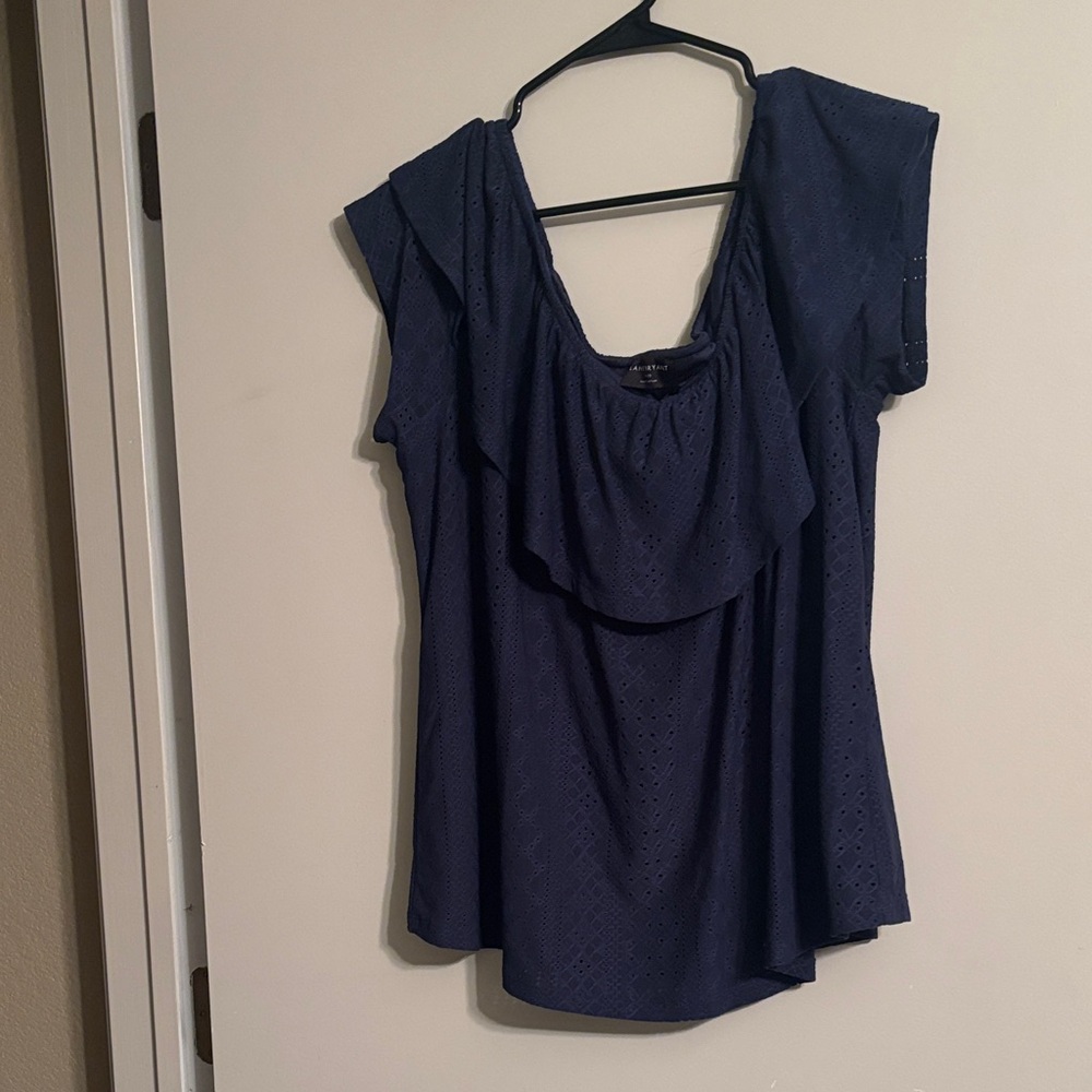 Lane Bryant Deep Blue Ruffle Blouse